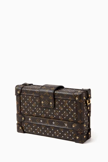 Petite Malle Studded Clutch in Coated-canvas
