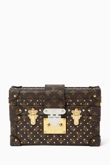 Petite Malle Studded Clutch in Coated-canvas