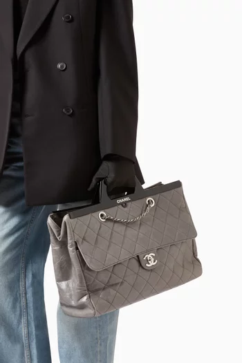Delivery Tote Bag in Quilted Crinkled Leather