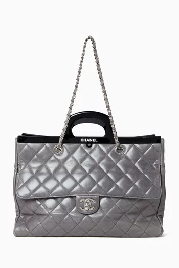 Delivery Tote Bag in Quilted Crinkled Leather