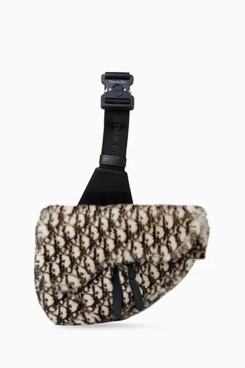 Oblique Fur Saddle Medium Bag