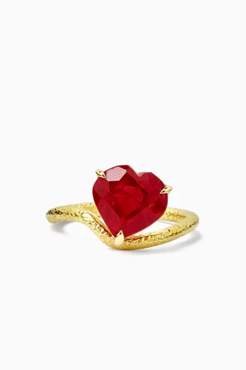 Heart-cut Ruby Ring in 18kt Yellow Gold