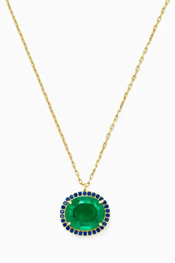 Round Emerald Pendant Necklace in 18kt Yellow Gold