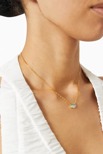 CZ Enamel Necklace in 24kt Gold-plated Silver