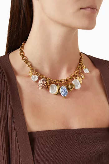Treasure Charms Necklace in 24kt Gold-plated Copper