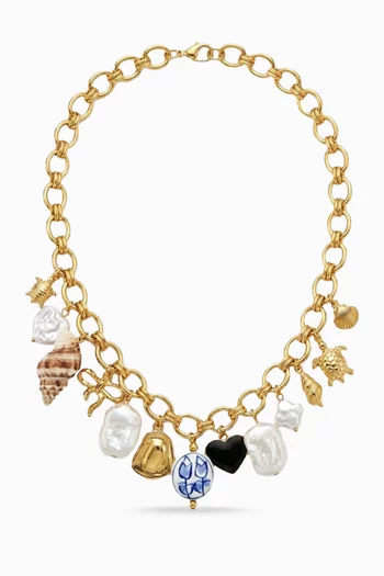 Treasure Charms Necklace in 24kt Gold-plated Copper