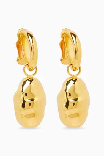 B.O Mini Shiba Drop Earrings in 24kt Gold-plated Copper