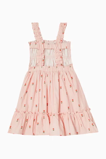Tulip-print Tiered Dress