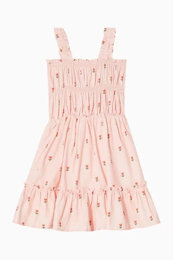 Tulip-print Tiered Dress