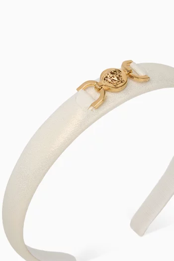 Logo Medusa Hair Band in Laminated Silk