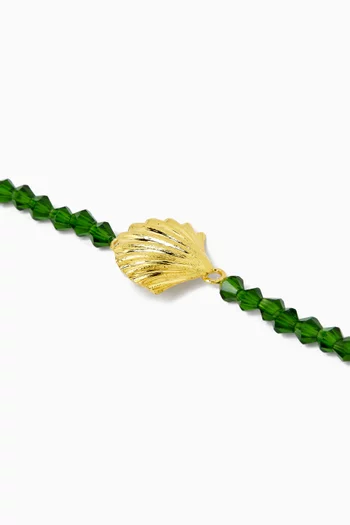 Mini Beaded Shell Charm Necklace in 24kt Gold-plated Brass