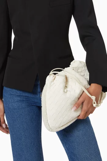Dustbag Pouch in Intrecciato Suede & Shearling