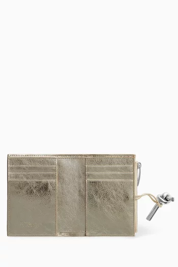 Small Andiamo Bi-fold Wallet in Intrecciato Lamina Leather