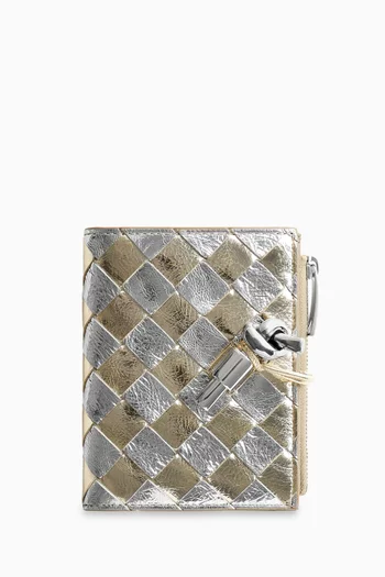 Small Andiamo Bi-fold Wallet in Intrecciato Lamina Leather