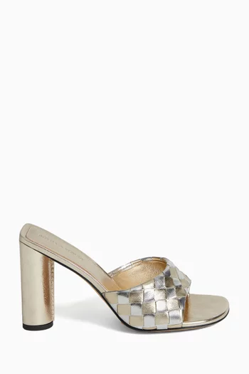 Livia Mule 90 Sandals in Intrecciato Leather