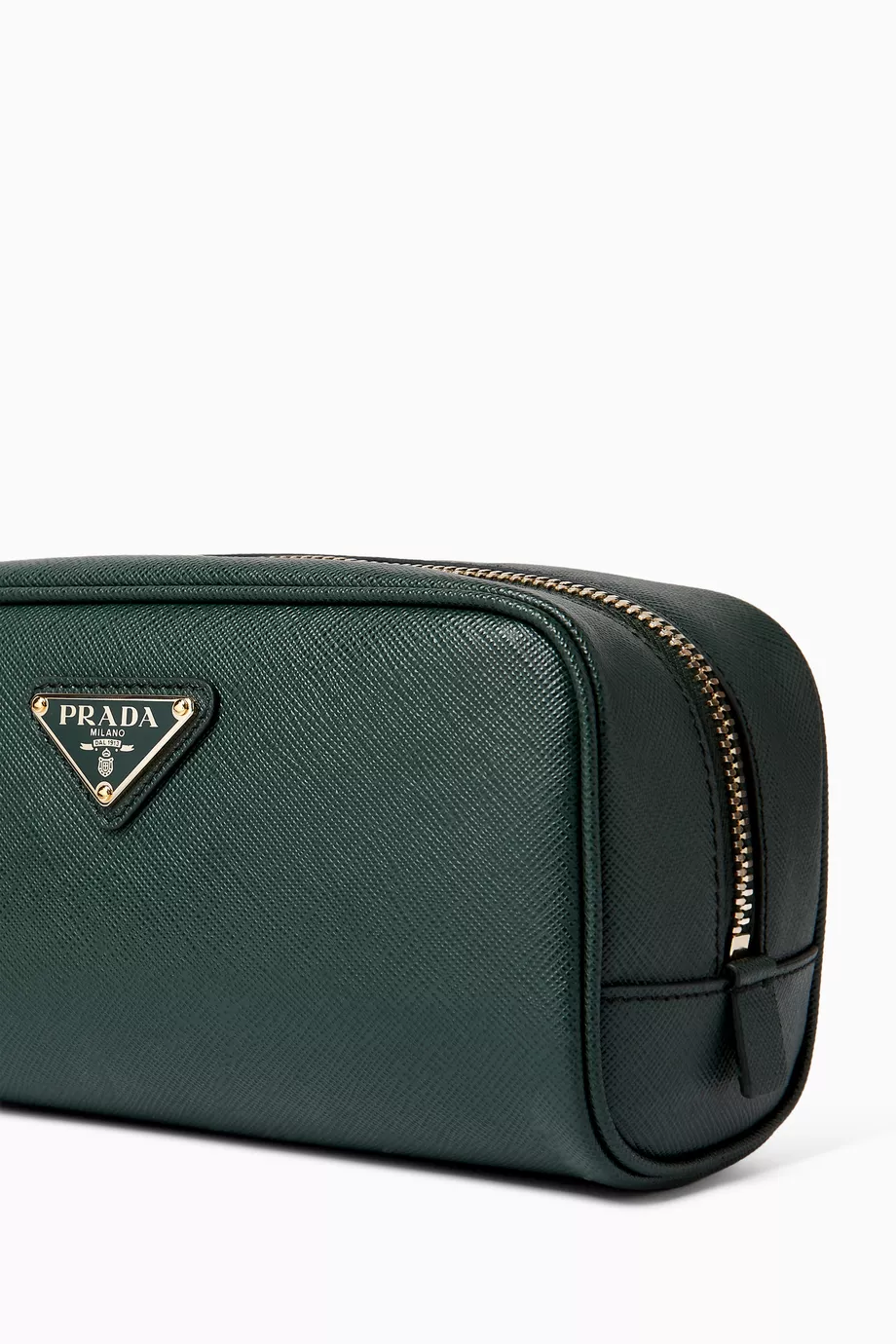 Buy Prada Green Logo Pouch in Saffiano Leather For Men Online