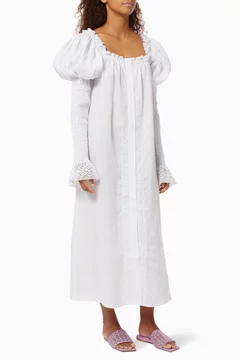 Buy Sleeper White Opera Dress in Linen For Women Online | Ounass Oman
