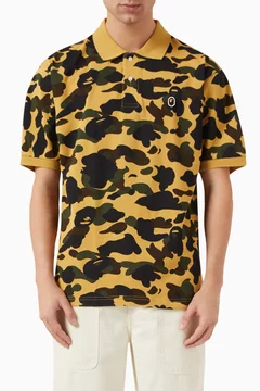 トップス A Bathing Ape 1ST CAMO ONE POINT POLO S BAPE Green 1st Camo One Point Polo A Bathing Ape