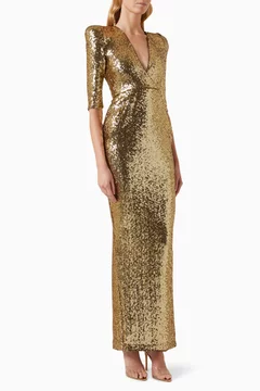 slim fit dress slacks Dundas 'Garbo' Chain-Embellished Gown - Current Season main image 0