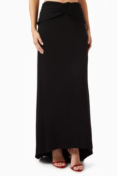 Buy Magda Butrym Black Flower-embellished Maxi Skirt in Viscose