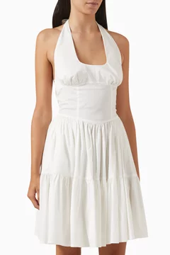 halter lace midi dress Waitlist 5/20 • Billie Sleeveless Halter Floral Eyelet Lace Midi Dress White SMALL