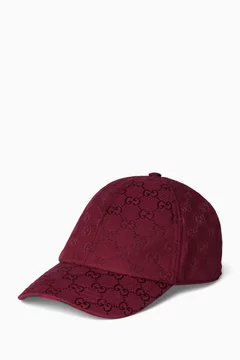 Buy Gucci Burgundy GG Baseball Hat in Canvas For Women  display picture 1