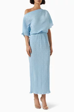 ice blue plisse tilly dress Blue Chiffon Tilly Dress  Never Fully Dressed