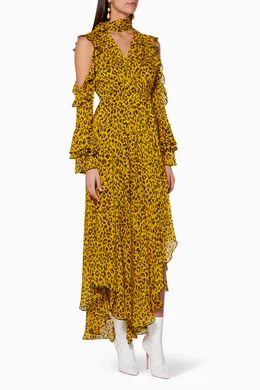 Dvf ruffle sleeve high low best sale maxi dress