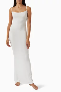 SKIMS: White Soft Lounge Long Slip Dress