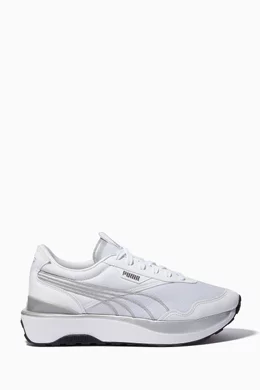 Buy Puma White Cruise Rider Metal Sneakers in Vegan Leather for