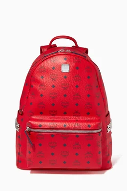 Buy MCM Red Stark Side Studs Backpack in Visetos 40cm 15.7