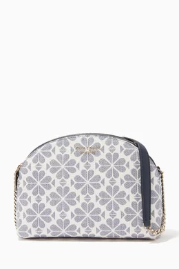 Buy the Kate Spade Coated Canvas Flower Dome Crossbody Blue