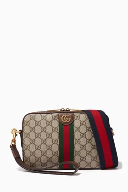 Buy Gucci Neutral Ophidia GG Shoulder Bag in GG Supreme Canvas for