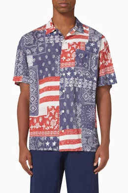 Shop Polo Ralph Lauren Multicolour American Flag Shirt in Cottton for MEN |  Ounass Oman