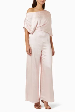 Pink batwing belted palazzo jumpsuit online