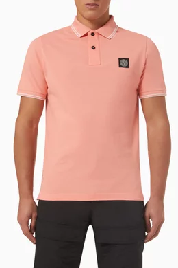 Pink stone island polo shirt clearance