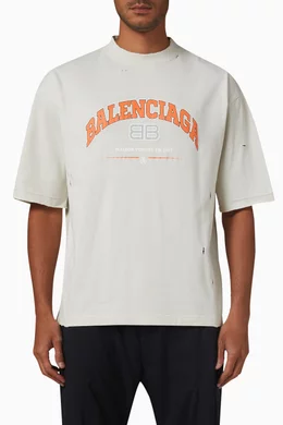 Balenciaga Medium Fit T-Shirt in Black & Orange & White