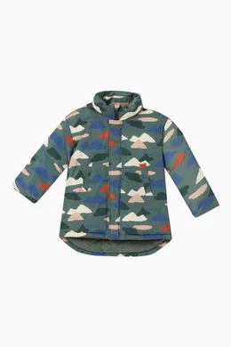 Patterned puffer jacket sales