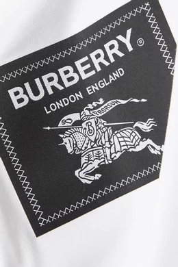 Buy Burberry White Roundwood Label T shirt in Cotton Jersey for