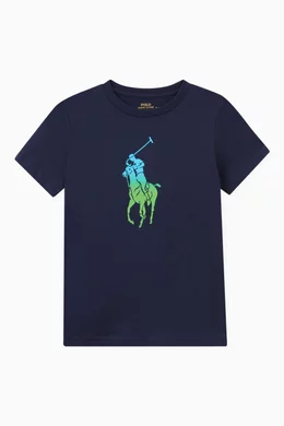 Buy Polo Ralph Lauren Blue Ombr Big Pony T shirt in Cotton for