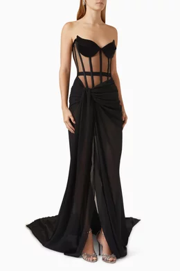 Rowane | Black Bustier Gown