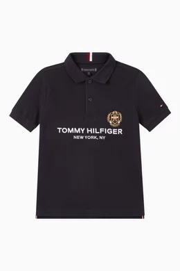 Buy Tommy Hilfiger Blue Icons Crest Polo in Cotton Piqu for Boys