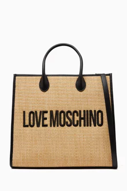 Love moschino embossed discount logo leather tote