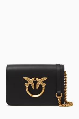 Buy PINKO Black Mini Love Click Bag in Leather for Women in Oman
