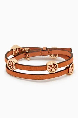Shop Tory Burch Gold Miller Double-wrap Bracelet in Leather for WOMEN |  Ounass Oman