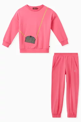 Pink sweatshirt clearance and sweatpants set