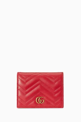 Buy Gucci Red GG Marmont Card Case Wallet in Matelass Chevron
