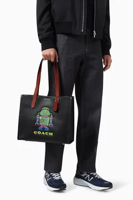Buy Coach Black Relay 34 Robot Print Tote Bag in Leather Online for Men Ounass Oman