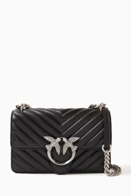Buy PINKO Black Mini Love Icon Crossbody Bag in Quilted Leather