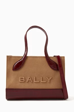 Buy Bally Neutral XS Bar Keep on Tote Bag in Cotton & Leather for